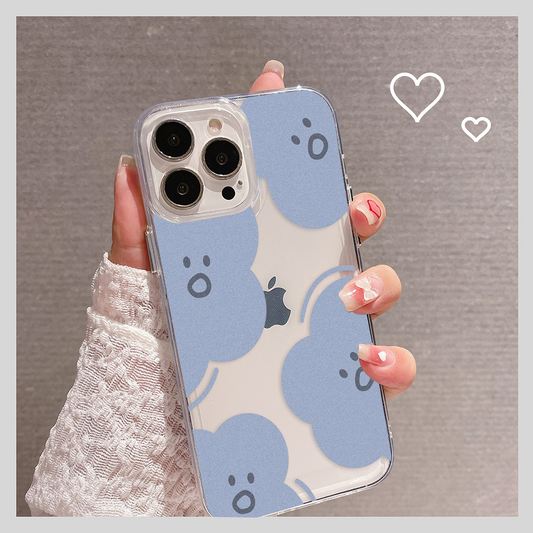 Blue Face Clouds Pattern Clear Silicon Case Cover