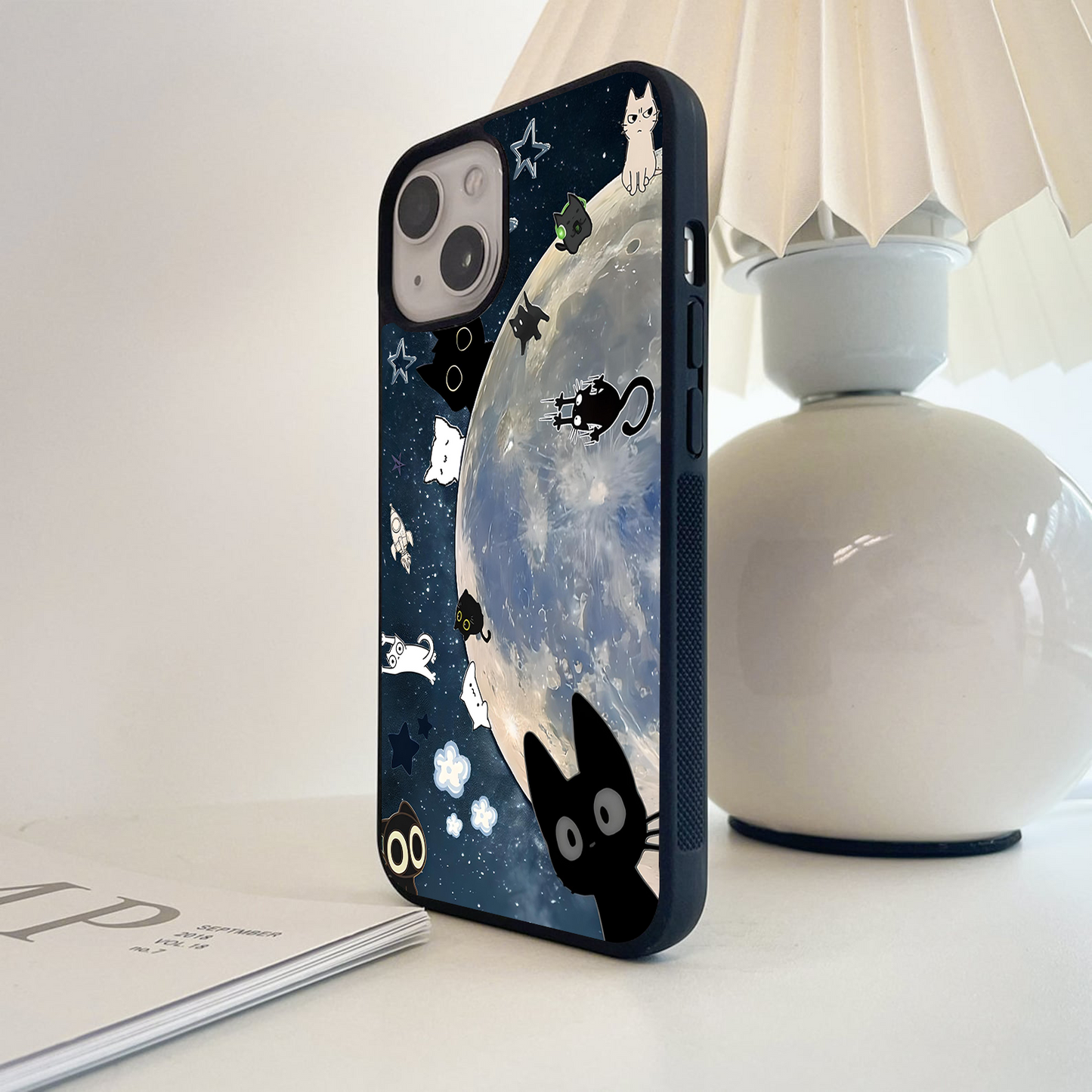 Moon Cat Pattern Glass Case