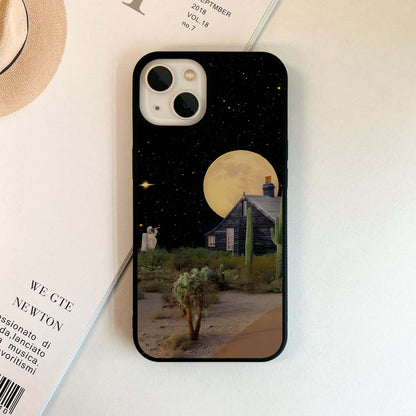 Moonlit Desert Cabin Glass Case