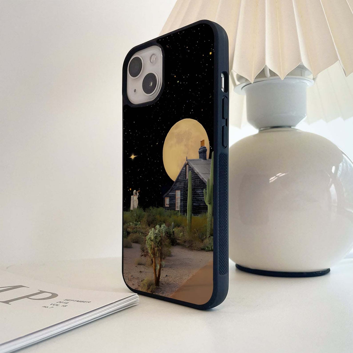 Moonlit Desert Cabin Glass Case
