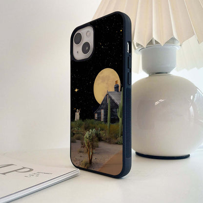 Moonlit Desert Cabin Glass Case