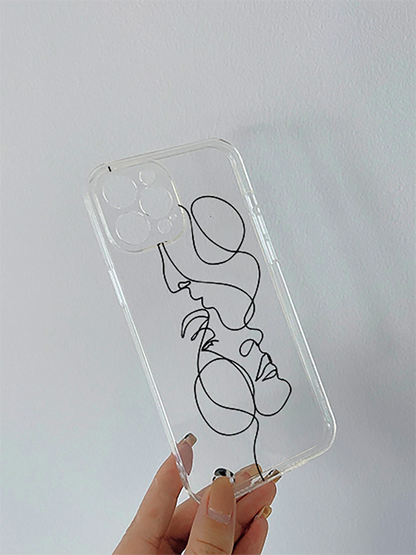 Aesthetic Face Line Clear Silicon Case Cover