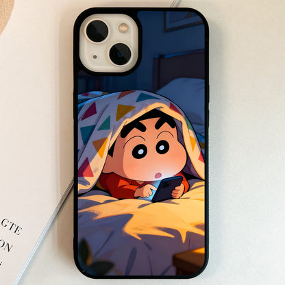 Late Night Scrolling Shinchan Glass Case