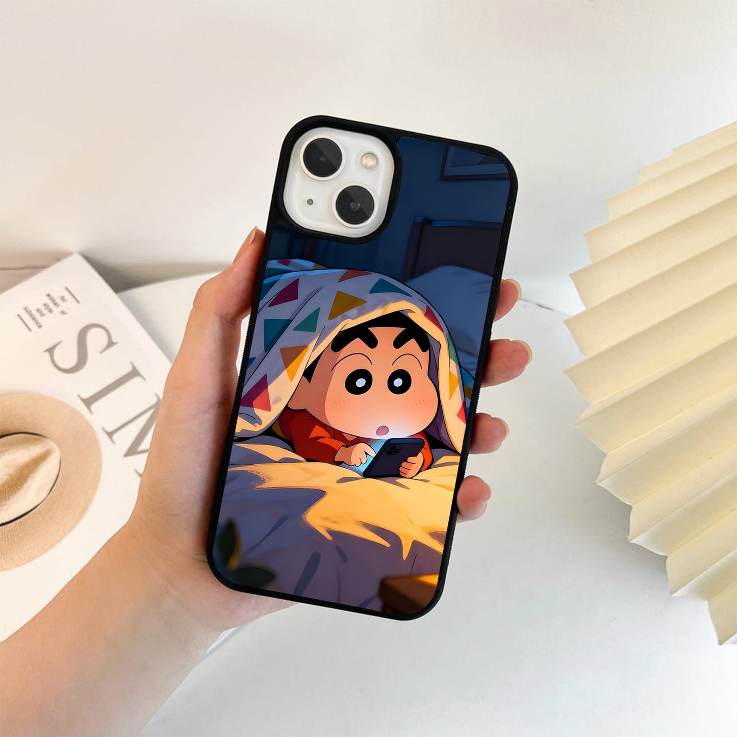 Late Night Scrolling Shinchan Glass Case