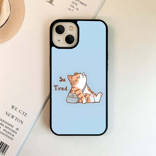 So Tired Cat Glass Case