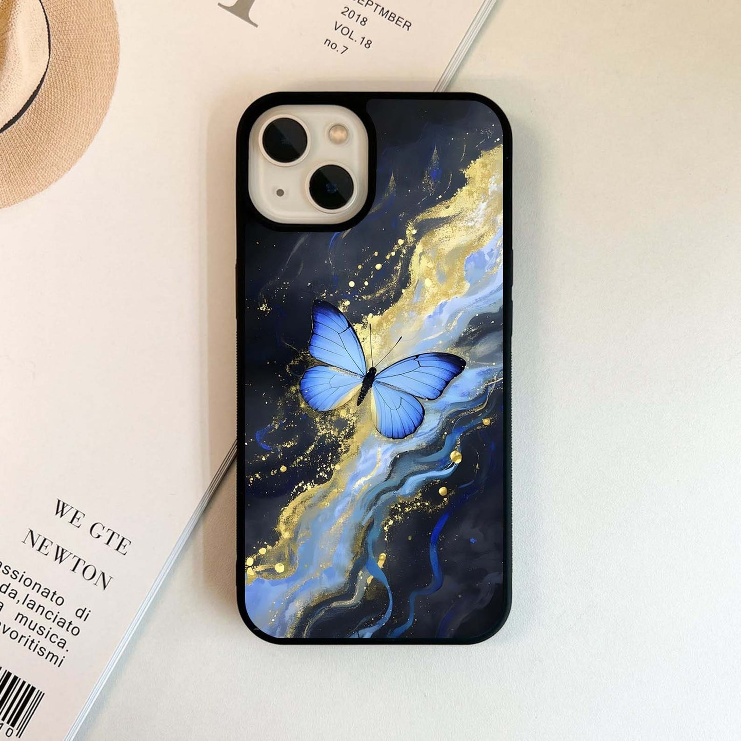 Blue Drift Butterfly Glass Case