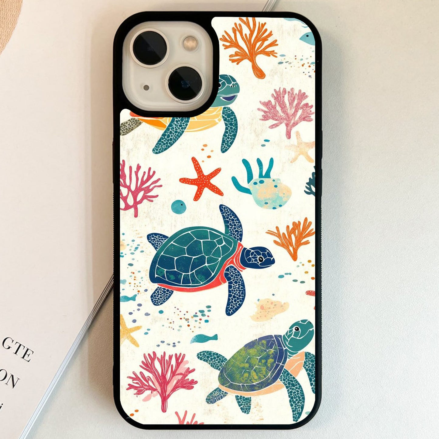 Colorful Turtle Paradise Glass Case