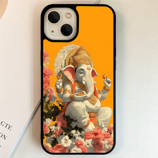 Divine Ganesha Floral Blessings Glass Case