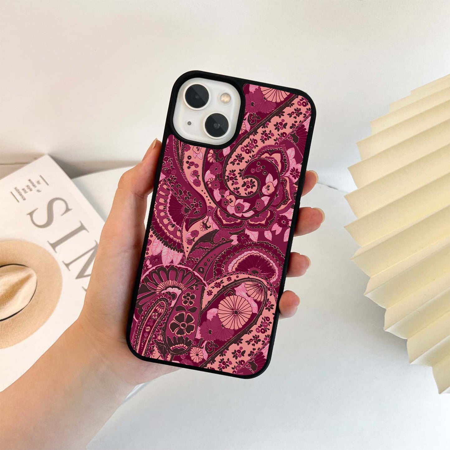 Crimson Paisley Garden Glass Case