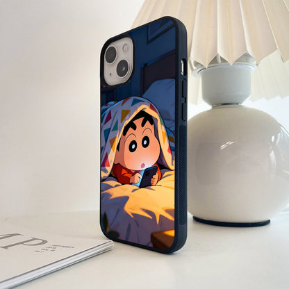 Late Night Scrolling Shinchan Glass Case