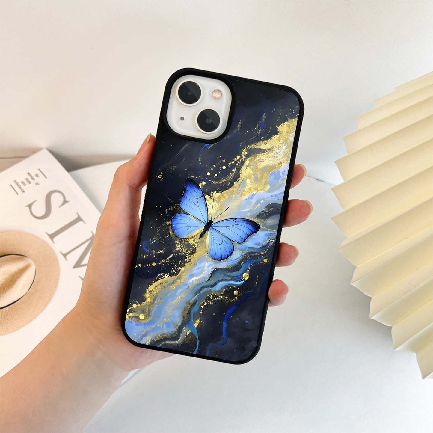 Blue Drift Butterfly Glass Case