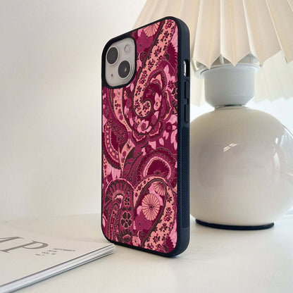 Crimson Paisley Garden Glass Case