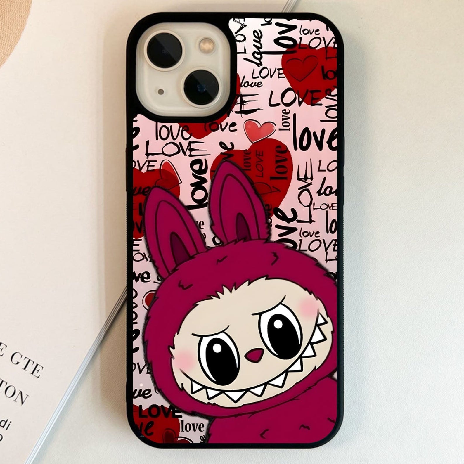 Pink Aesthetic Labubu Glass Case – Phone Villa