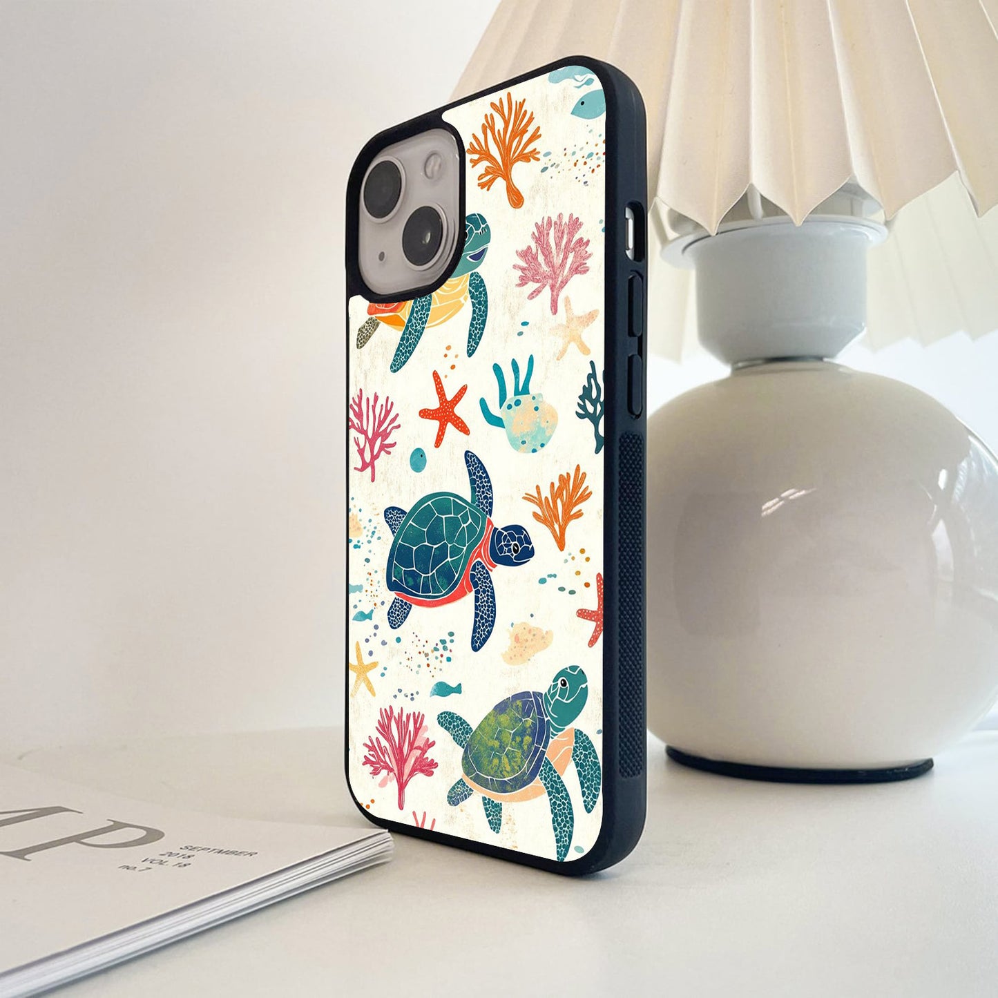 Colorful Turtle Paradise Glass Case