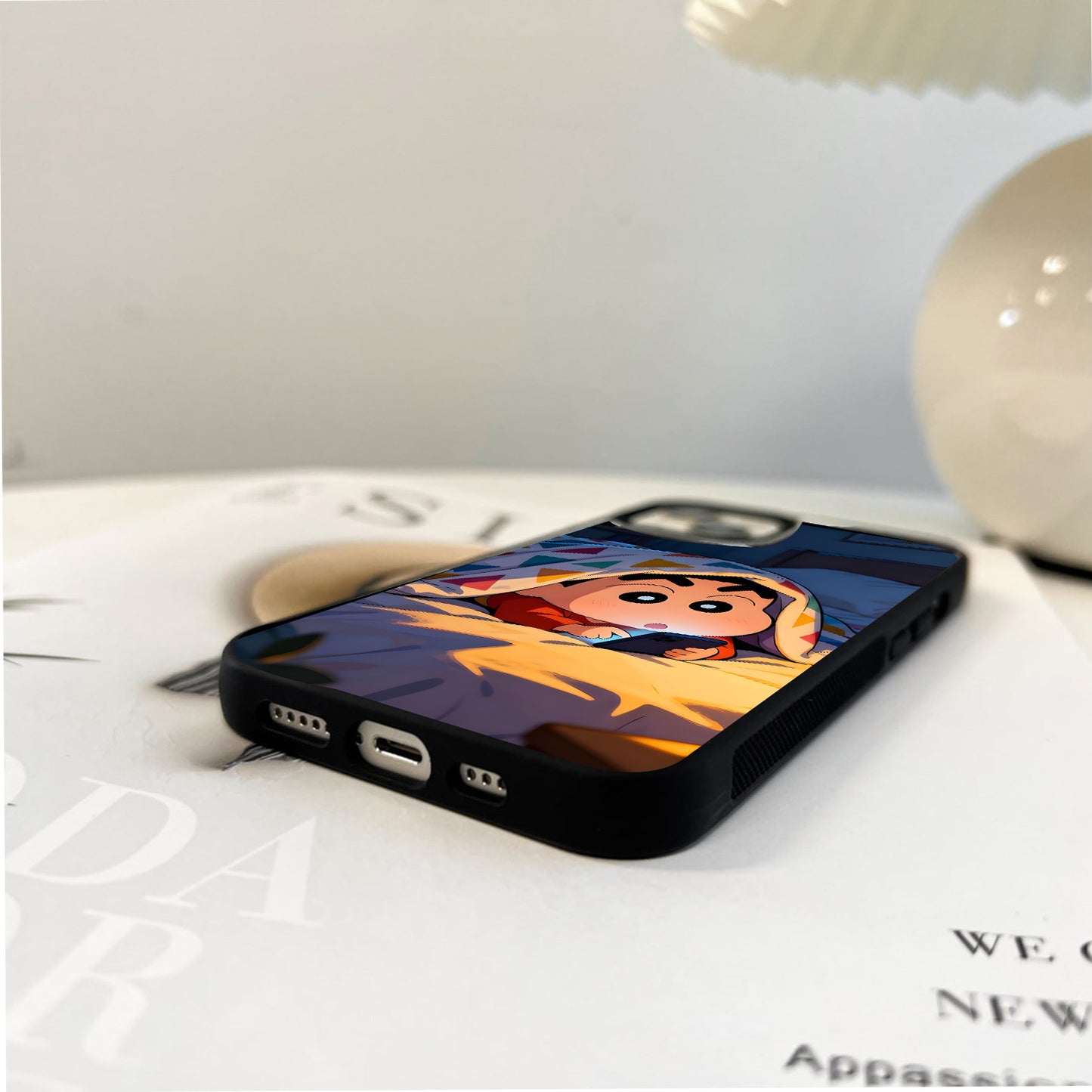 Late Night Scrolling Shinchan Glass Case