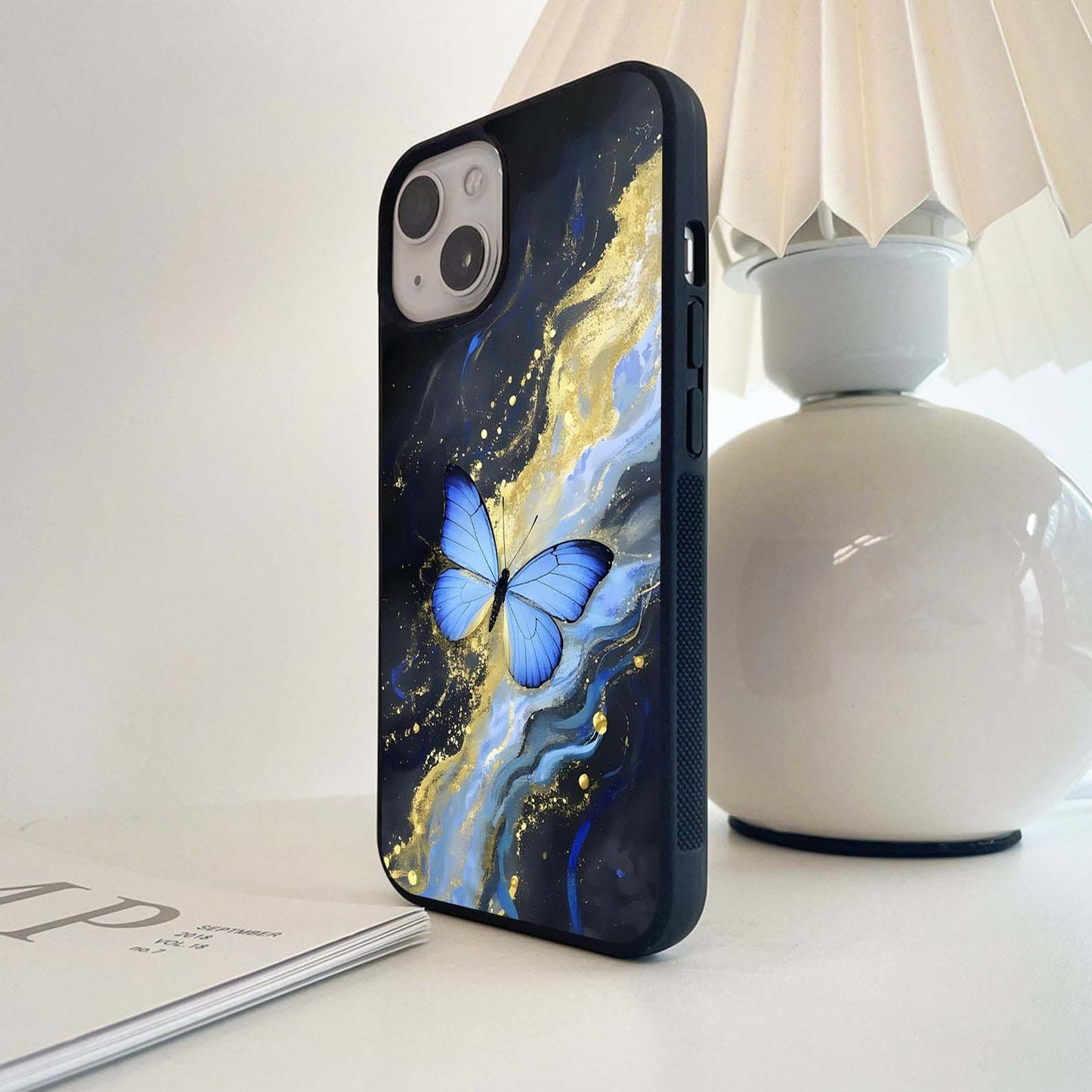 Blue Drift Butterfly Glass Case