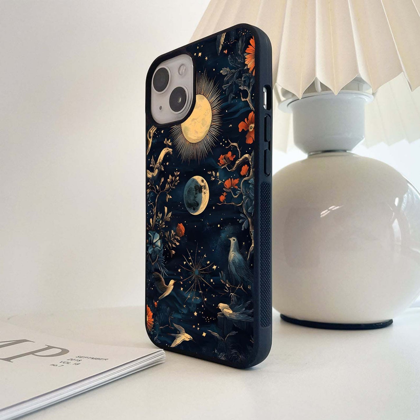 Moonlit Floral Symphony Glass Case