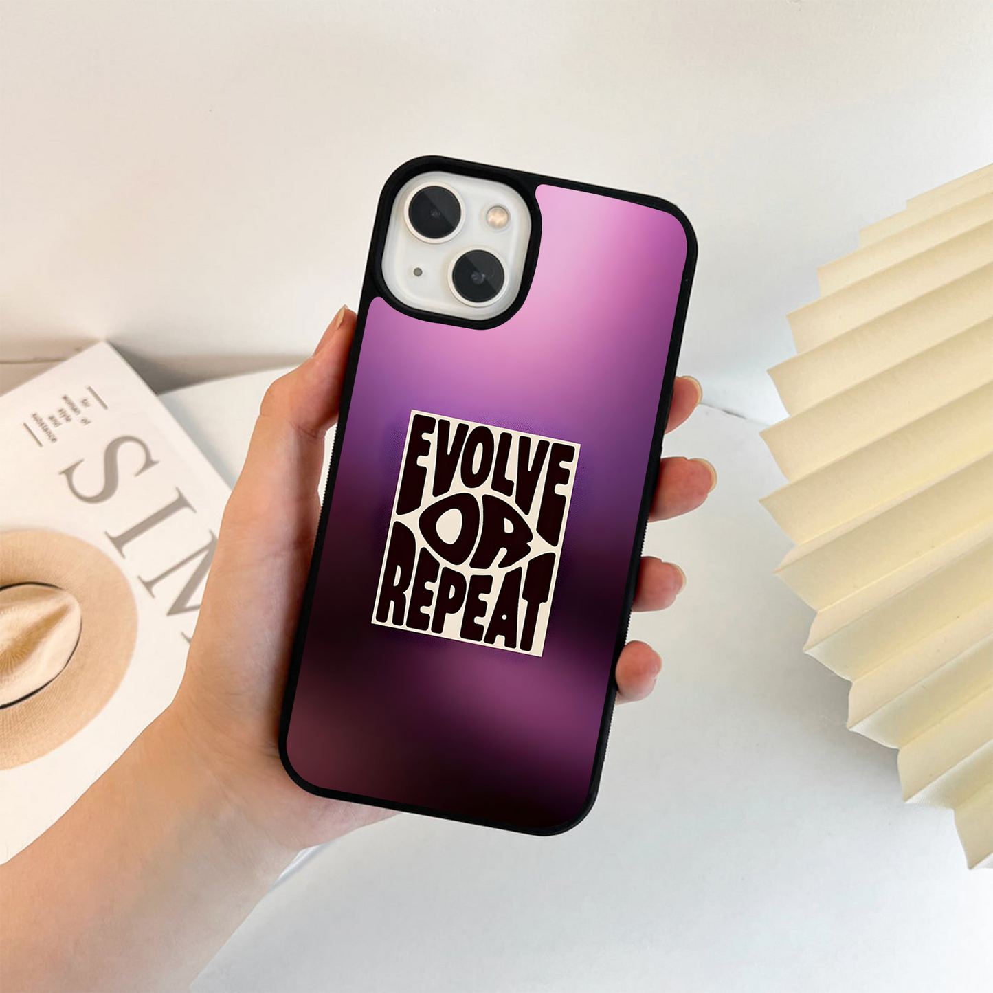 Evolve Or Repeat Purple Glass Case