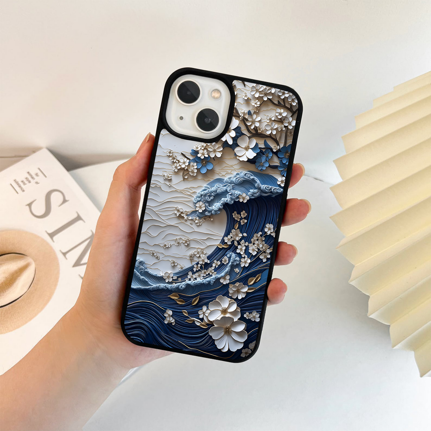 Floral Wave Origami Glass Case