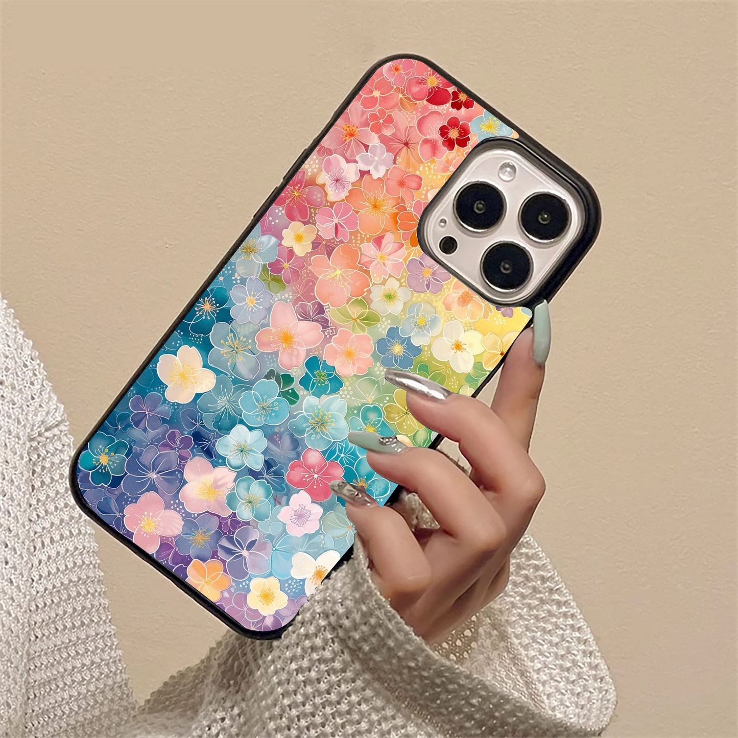 Multiple Background With Flower Glass Case