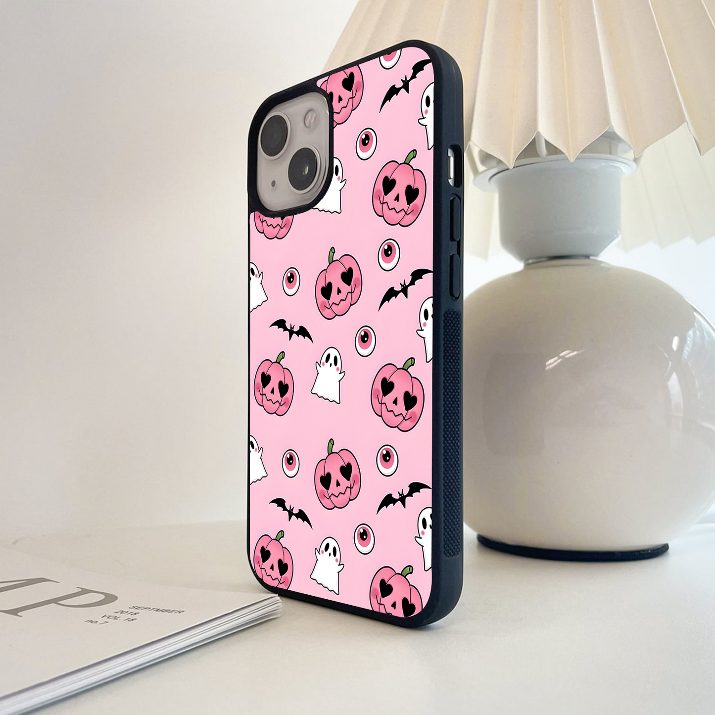 Pumpkin Heart Ghost Glass Case