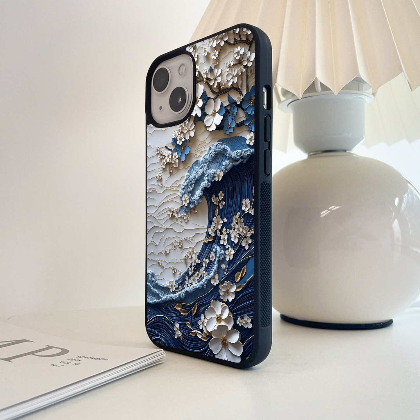 Floral Wave Origami Glass Case
