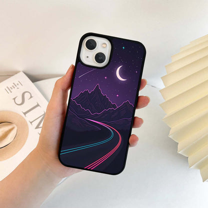 Neon Road & Mountains Glass Case