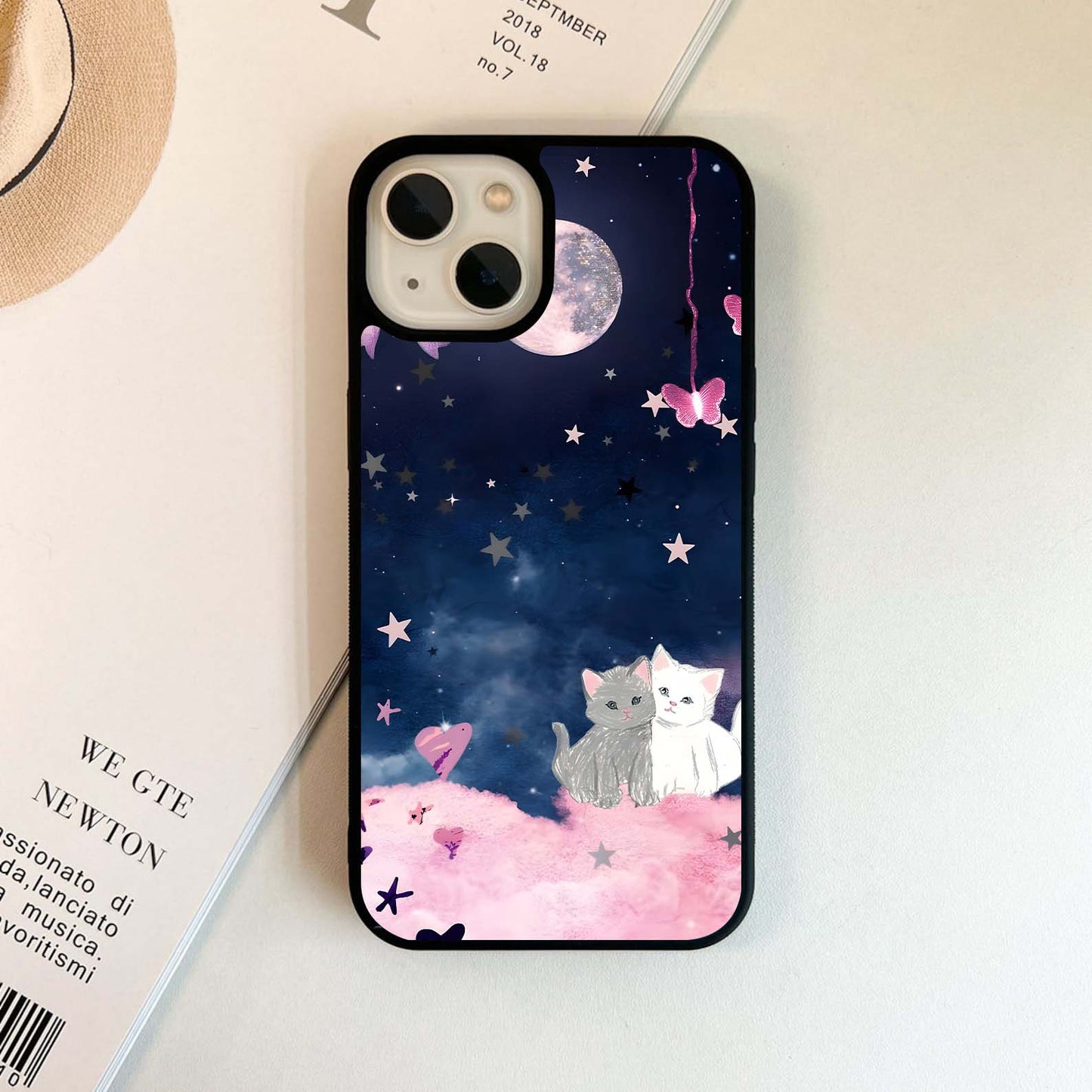 Moonlit Love Cats Glass Case