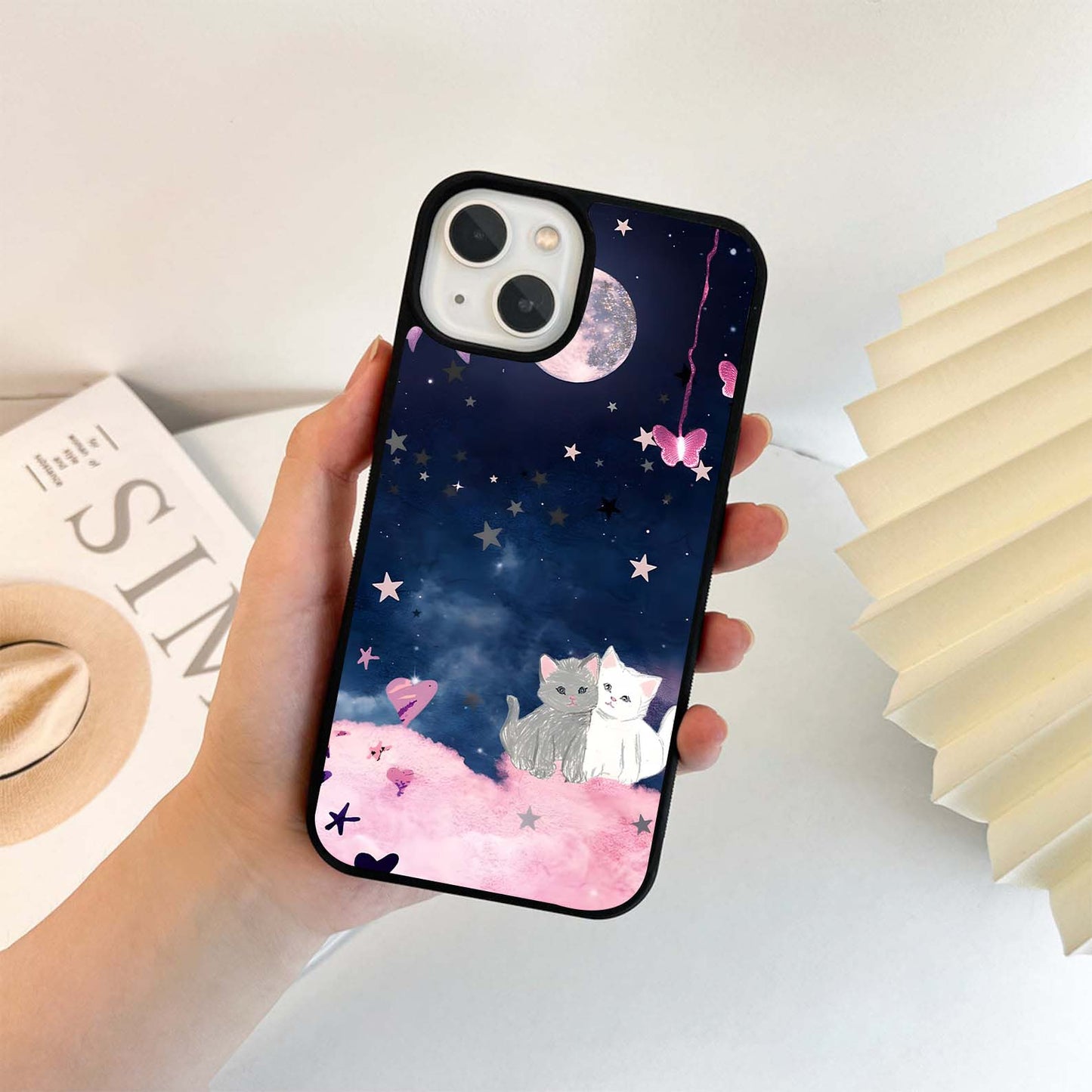 Moonlit Love Cats Glass Case