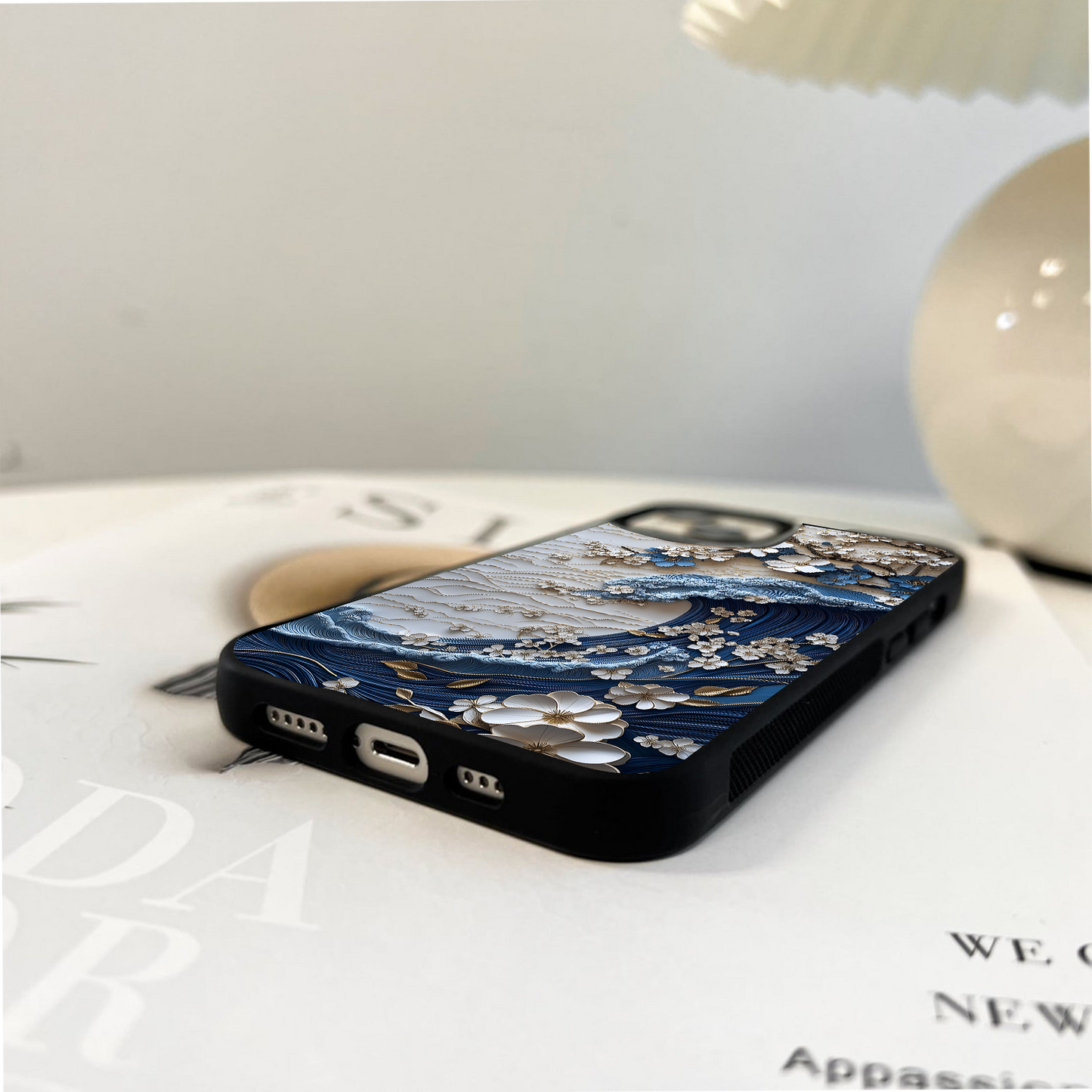 Floral Wave Origami Glass Case