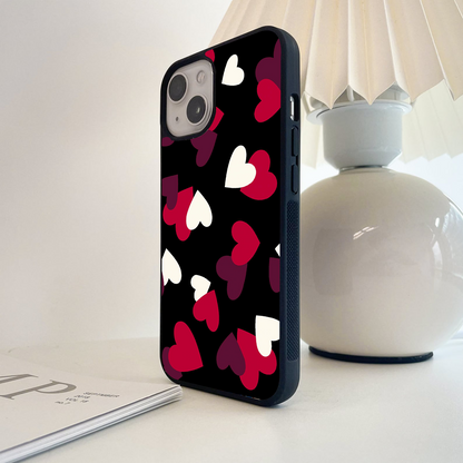 White and Pink Heart Glass Case