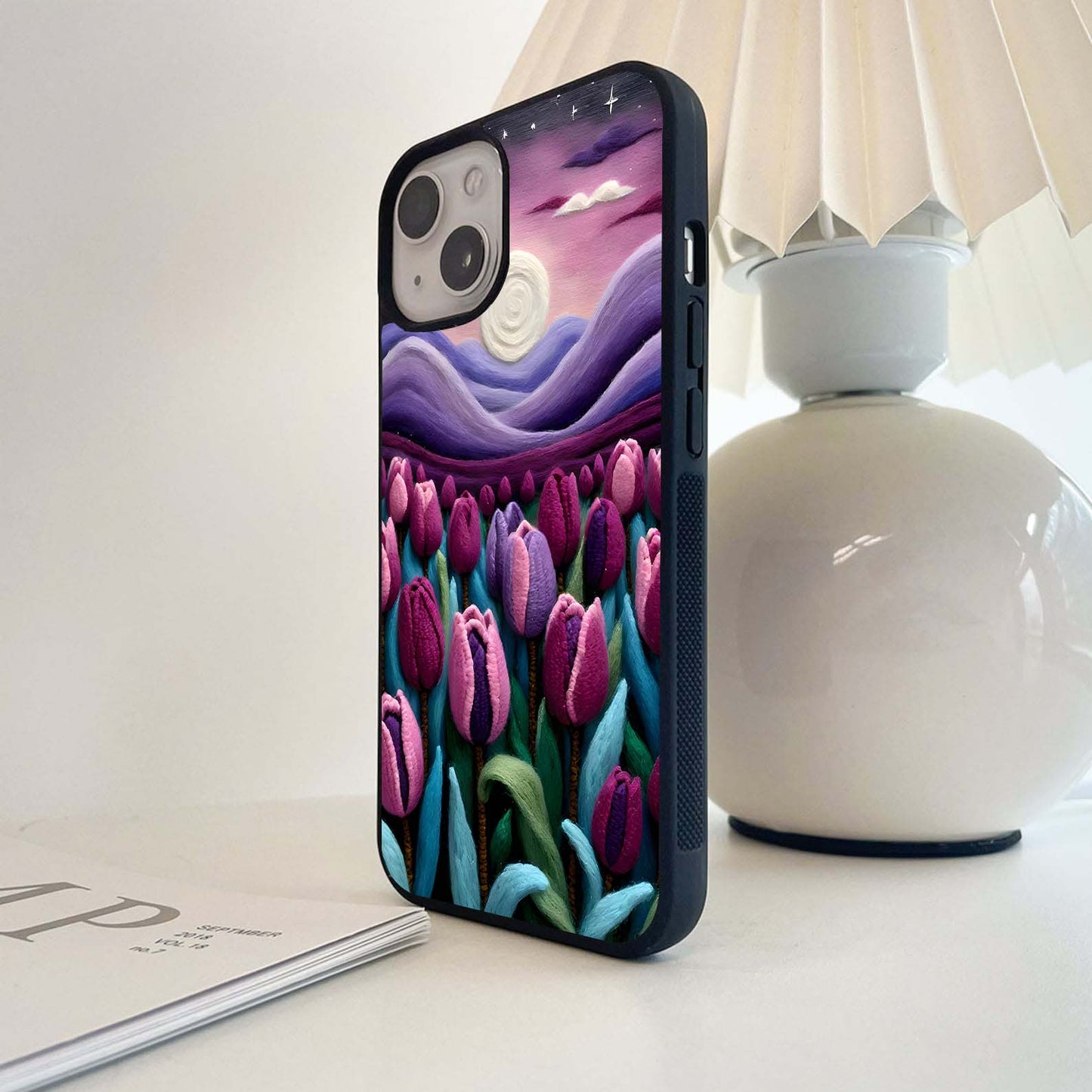 Moonlit Tulip Dreams Glass Case