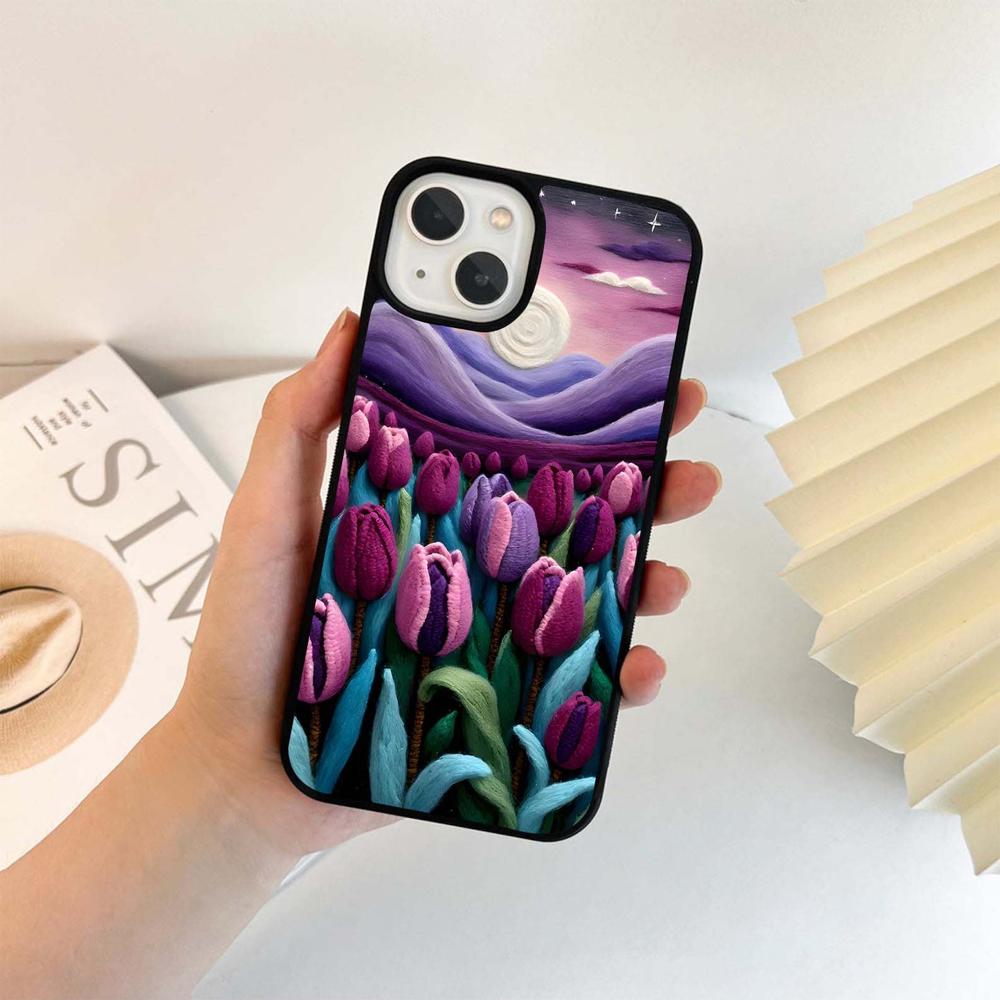 Moonlit Tulip Dreams Glass Case