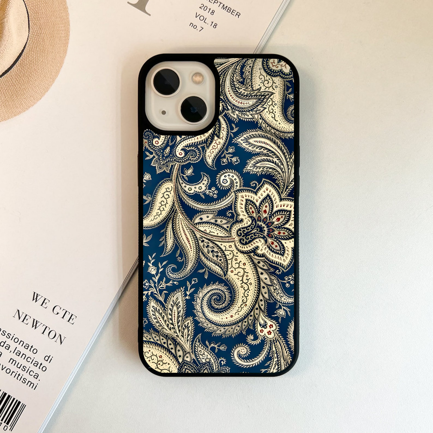 Navy Bloom Royal Glass Case