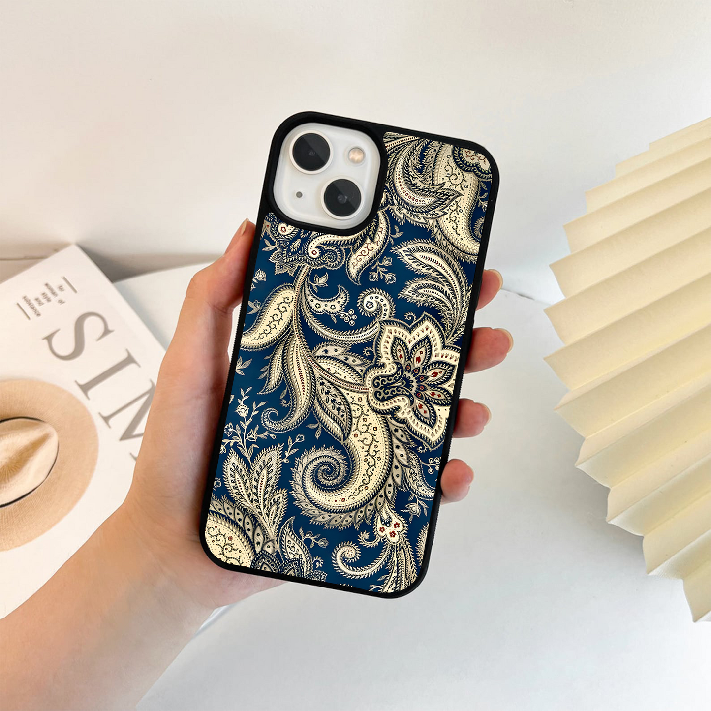 Navy Bloom Royal Glass Case