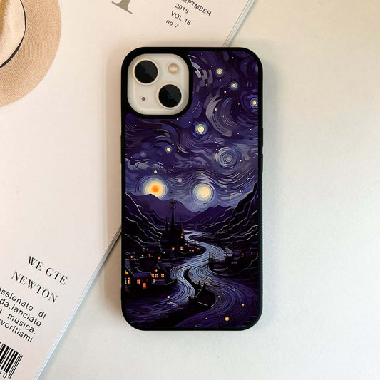 Starry Night Village Glass Case