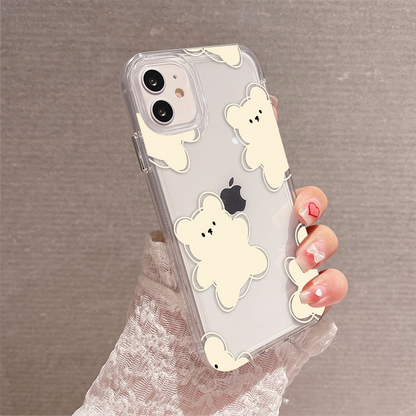 Cute Beige Teddy Pattern Clear Silicon Case Cover