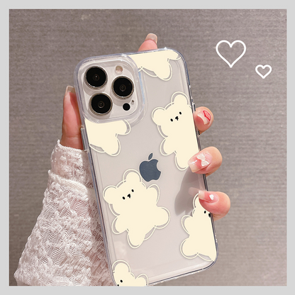 Cute Beige Teddy Pattern Clear Silicon Case Cover