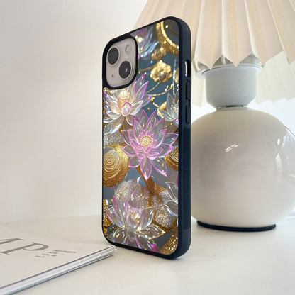 Glitter Lotus Harmony Glass Case