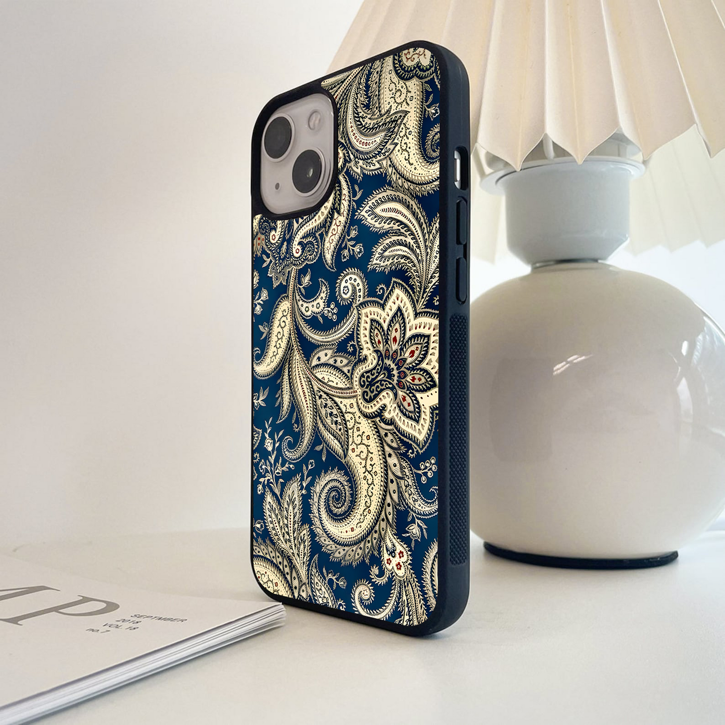 Navy Bloom Royal Glass Case