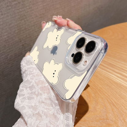 Cute Beige Teddy Pattern Clear Silicon Case Cover