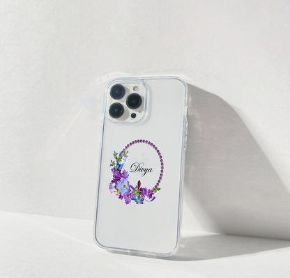 Floral Ring Custom Name Clear Silicon Soft Cover