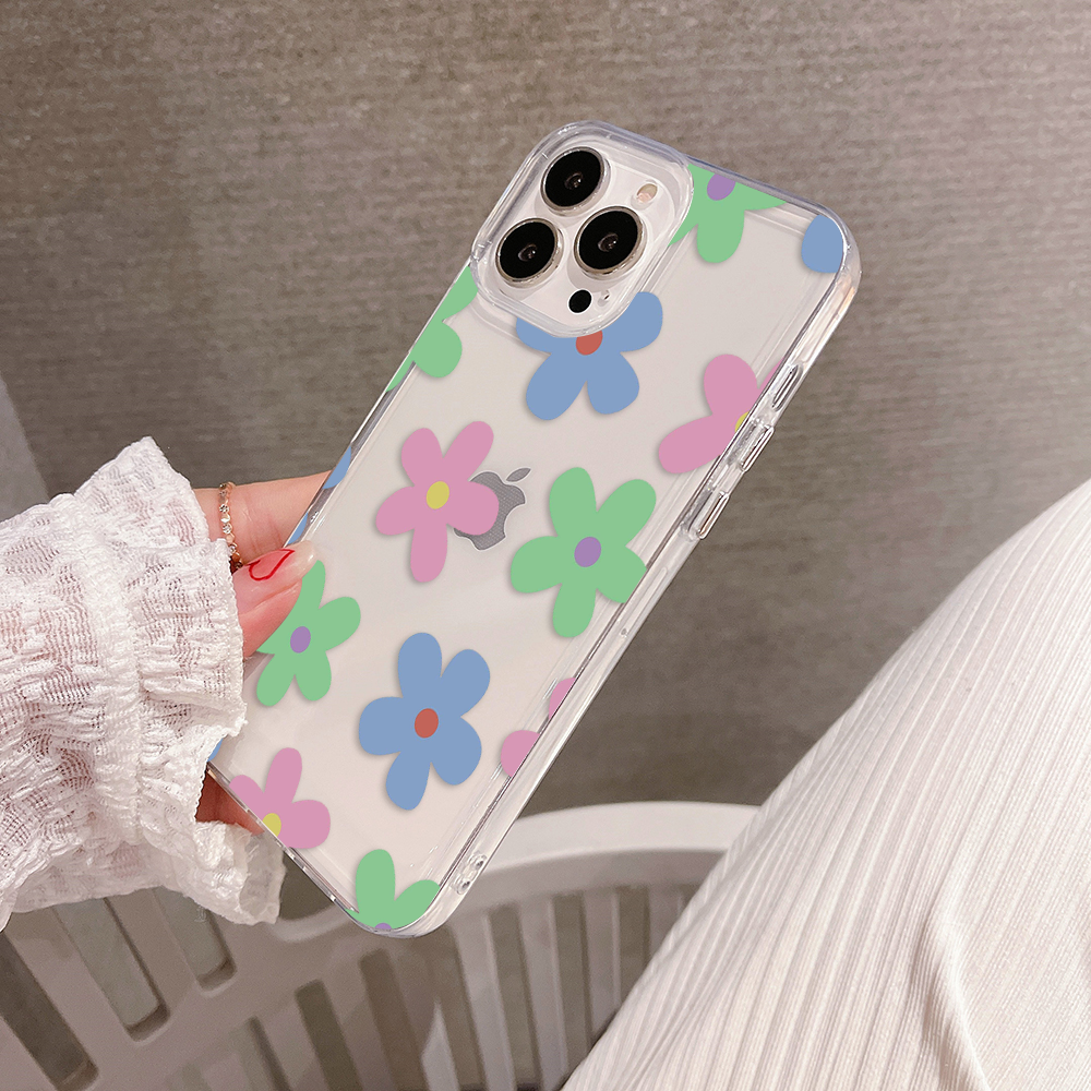 Cute Multiple Flower Pattern Clear Silicon Case Cover