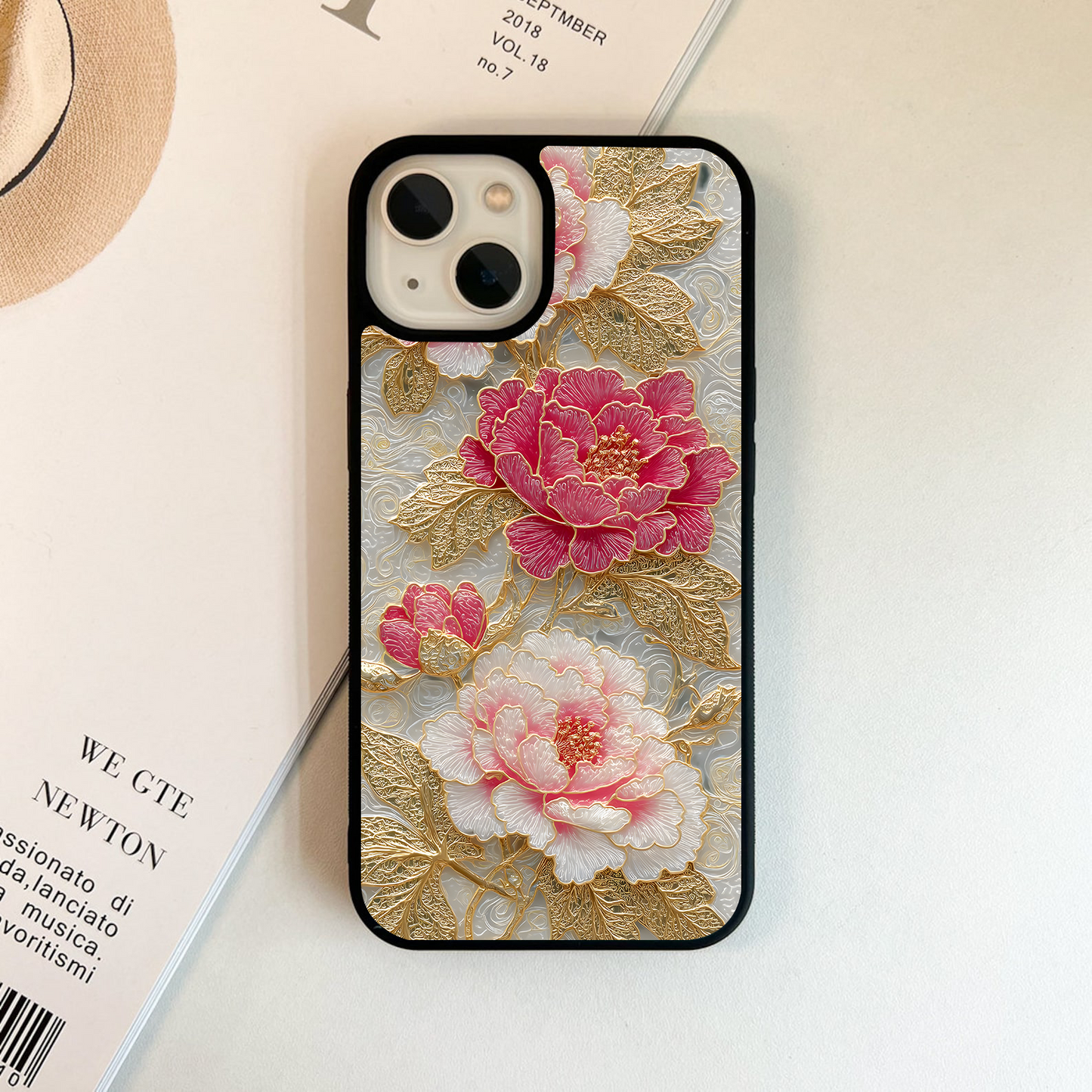 Golden Blossom Elegance Glass Case