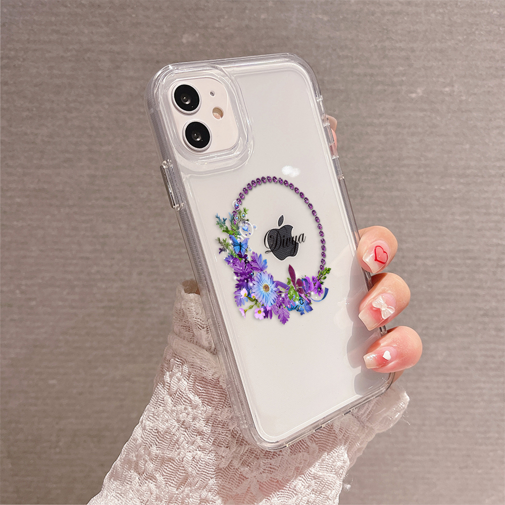 Floral Ring Custom Name Clear Silicon Soft Cover