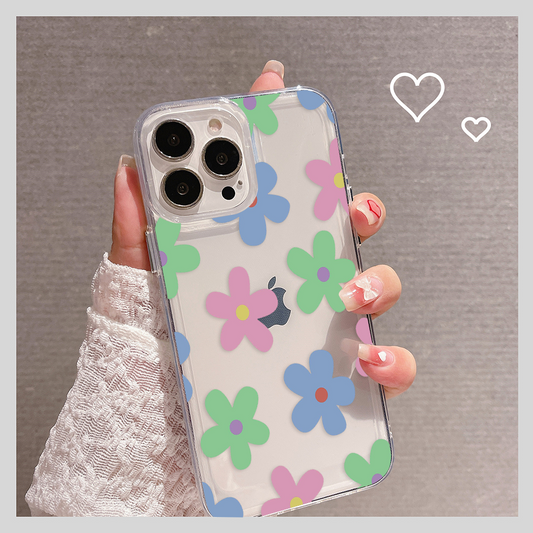 Cute Multiple Flower Pattern Clear Silicon Case Cover