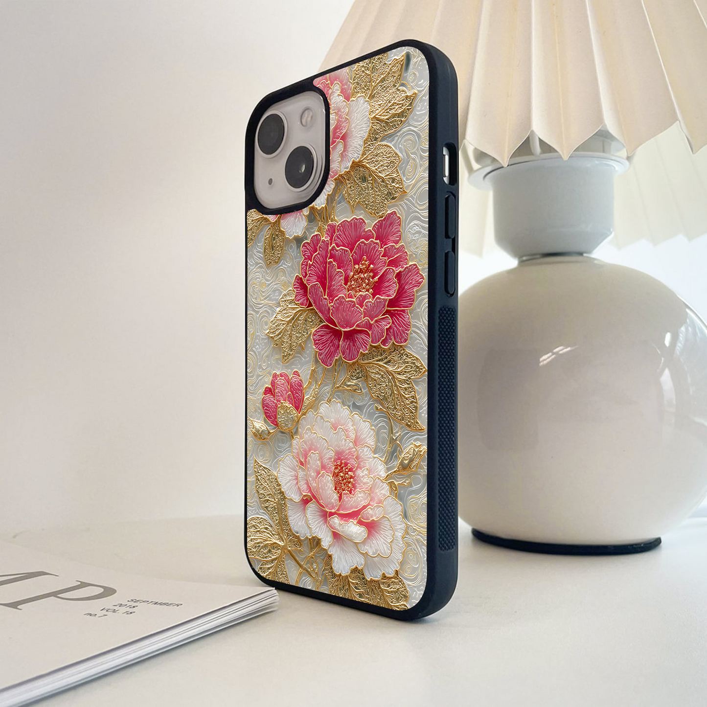 Golden Blossom Elegance Glass Case