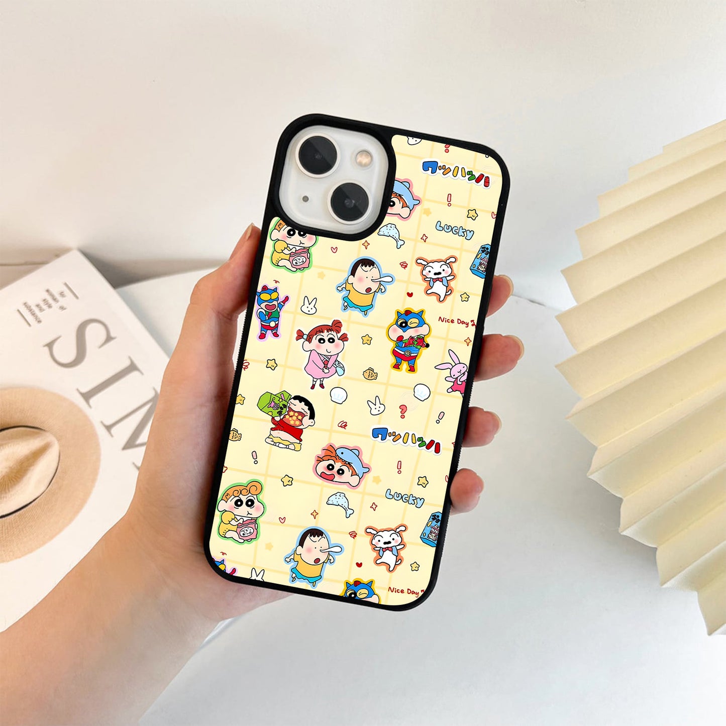 Lucky Shinchan Stickers Glass Case