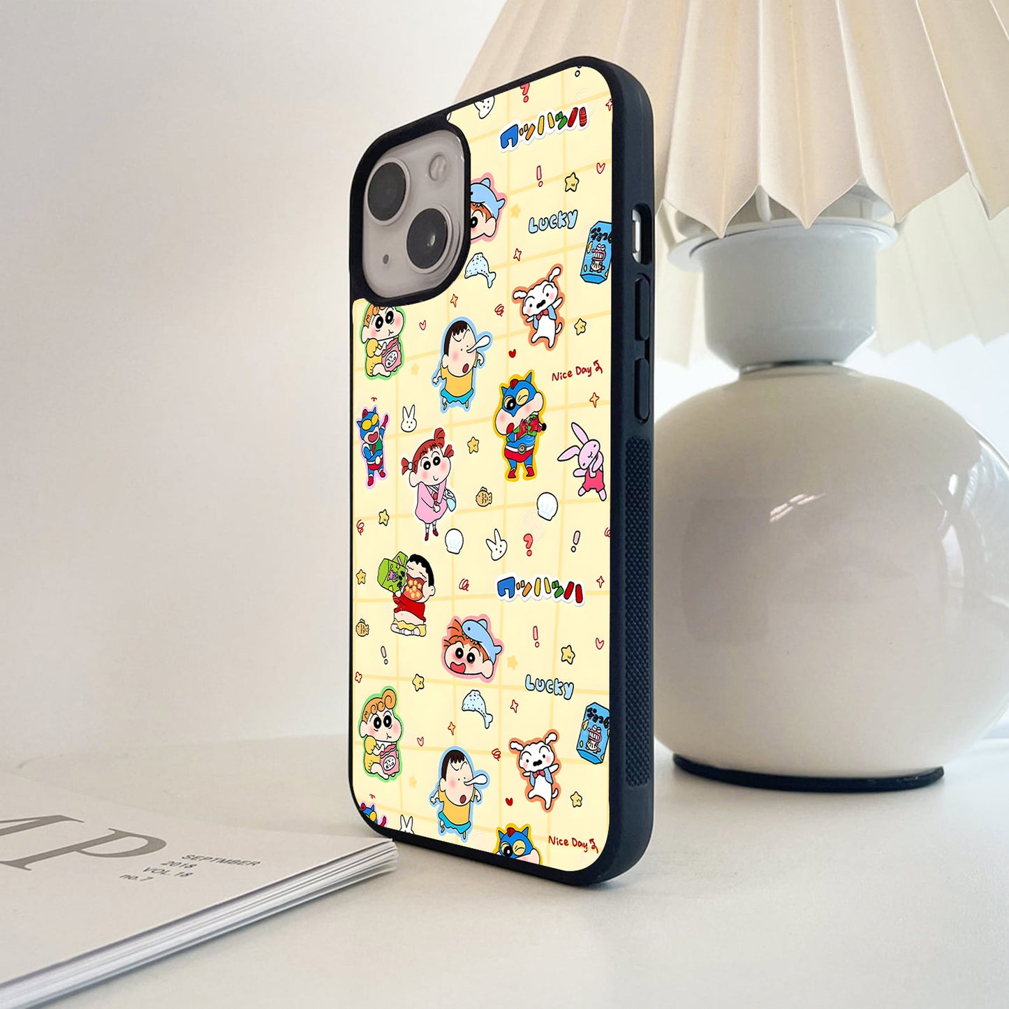Lucky Shinchan Stickers Glass Case
