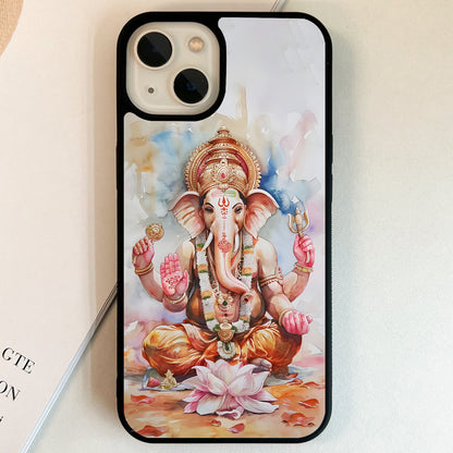 Watercolor Lotus Ganesha Glass Case
